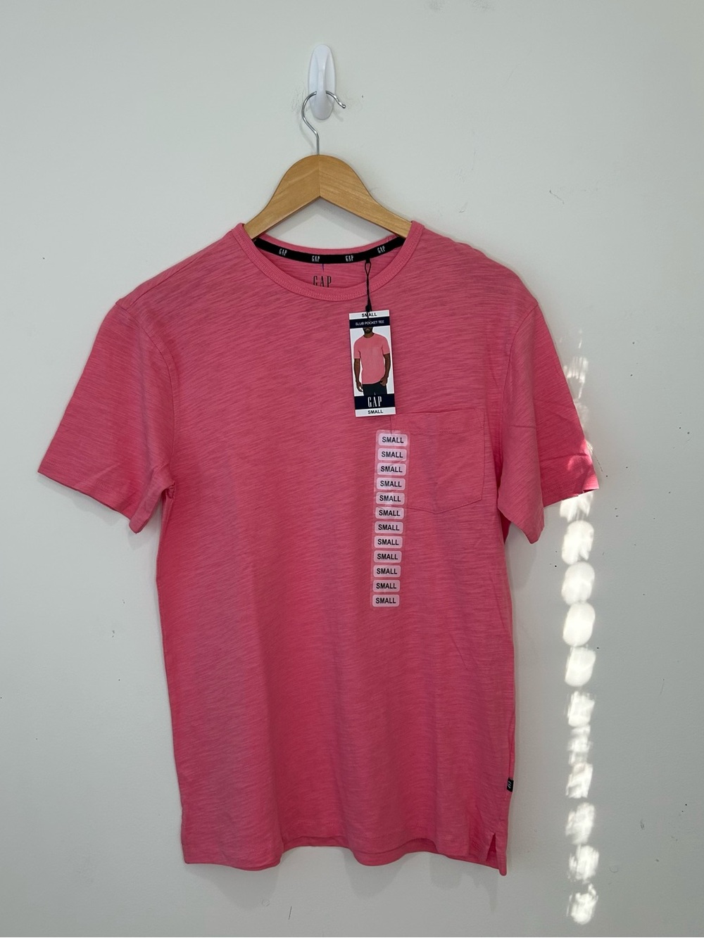 GAP Mens Slub Pocket Tee Pink Size S Crew Neck Short Sleeve Cotton